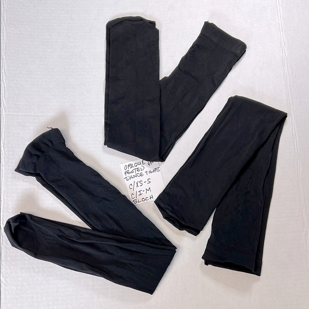 Opaque Black Matte Bloch Footed Dance Tights (3-pack) New